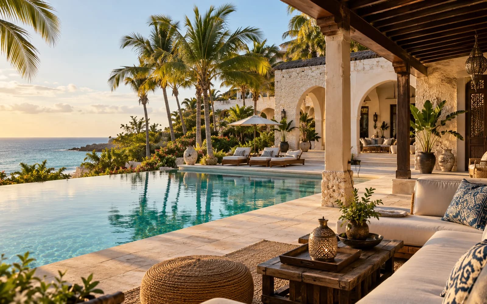Coastal resort beside a pool